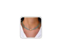 Enautoabs Bohemia Pearl Choker Necklace Blue Pearl Chain Necklace Tiny Pearls Choker Necklaces Millet String Pearls Necklaces Jewelry for Women