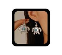 Enautoabs Bohemia Sea Turtle Dangle Earring Chunky Sea Turtle Drop Earring Turquoise Tiny Beads Earrings Vintage Puffy Turtles Earrings Jewelry for Women