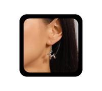 Enautoabs Bohemian Balloon Dog Dangle Earring Silver Puppy Drop Earring 3D Cute Balloon Puppy Earrings Vintage Balloons Dog Earrings Jewelry for Women