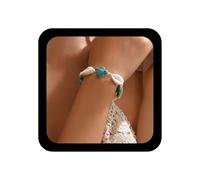 Enautoabs Bohemian Beach Seashell Turtle Bracelet Acrylic Blue Turtle Bracelet Resin White Shell Bracelets Shell Braided Wax Rop Bracelets Jewelry for Women