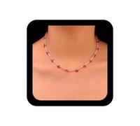 Enautoabs Boho Cherry Beads Choker Necklace Red Cherry Pendant Necklace Tiny Beads Collar Necklaces Vintage Fruit Chain Necklaces Jewelry for Women