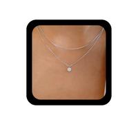 Enautoabs Boho Circle Crystal Layered Necklace Gold Rhinestone Choker Necklace Round Crystal Pave Pendant Necklaces Vintage CZ Layered Chain Necklaces Jewelry for Women, Zinc