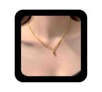 Enautoabs Boho Gold Ball Pendant Necklace Dainty Chunky Paperclip Chain Necklaces Tiny Round Ball Necklace Minimal Gold Choker Necklaces Jewelry for Women
