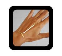 Enautoabs Boho Gold Finger Chain Bracelet for Women Minimalist Disc Hand Chain Bracelets Tiny Sequin Bracelets Jewelry