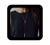Enautoabs Boho Long Bar Chain Necklace Gold Lariat Necklace Vertical Bar Y Drop Necklace Minimalist Bar Y Necklace Chain Bar Geometric Necklace Jewelry for Women