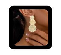Enautoabs Boho Plated Gold Disc Dangle Drop Earrings Large Round Disc Earrings Geometric Coin Statement Earring Jewelry for Women