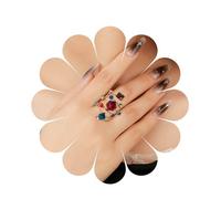 Enautoabs Colorful Crystal Statement Ring Large Cluster Rhinestone Ring Exaggerated Layered Gold Finger Ring Chunky Band Wrap Ring Wedding Prom Party Ring Jewelry for Women