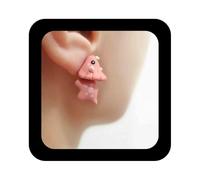 Enautoabs Cute Cartoon Animal Earrings Funny Animal Bite Earrings 3D Clay Stud Earrings Dinosaur Shark Dog Hippo Whale Crocodile Earrings Jewelry For Women(Pink Dinosaur)
