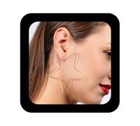 Enautoabs Exaggerated Large Star Hoop Earrings Gold Hollow Star Dangle Earrings Big Geometric Hoop Earring Geometric Stars Drop Earrings Jewelry for Women
