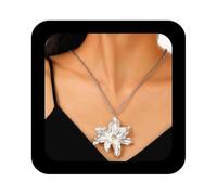Enautoabs Large Metal Flower Necklace Exaggerated Flower Pendant Necklace Gold Crystal Flower Statement Necklace Big Floral Shape Necklace Jewelry for Women