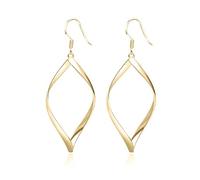 Enautoabs Minimalist Hollow Geometric Dangle Earrings Gold Linear Swirl Wire Earrings Metal Twisted Drop Earring Jewelry for Women