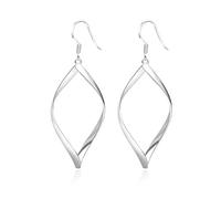 Enautoabs Minimalist Hollow Geometric Dangle Earrings Silver Linear Swirl Wire Earrings Metal Twisted Drop Earring Jewelry for Women