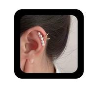 Enautoabs Minimalist Pearl Ear Cuff Earring Pearl Non Pierced Cuff Earring Small Pearl Cartilage Cuff Earring Gold Pearl Climber Earring Jewelry for Women