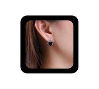 Enautoabs Minimalit Silver Bow Heart Dangle Earrings Black Enamel Heart Stud Earrings Tiny Love Heart Bow Earrings Simple Heart Drop Earrings Jewelry for Women
