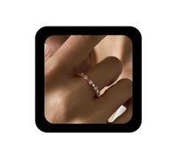 Enautoabs Plated Cubic Zirconia Ring, Rose Gold CZ Crystal Open Cuff Ring, Dainty, Adjustable, Stackable, Finger Rings, Jewellery for Women, Zinc