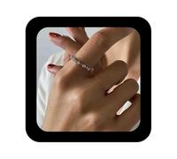 Enautoabs Plated Cubic Zirconia Ring, Rose Gold CZ Crystal Open Cuff Ring, Dainty, Adjustable, Stackable, Finger Rings, Jewellery for Women, Zinc