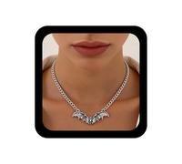 Enautoabs Punk Bat Pendant Necklace Gothic Silver Bat Wings Collar Necklace Black Flying Bats Choker Necklaces Vintage Animal Chain Necklaces Jewelry for Women