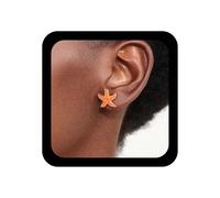 Enautoabs Small Starfish Stud Earring Solid Orange Sea Star Earring Minimalist Tiny Starfish Earrings Vintage Sea Starfishs Stud Earrings Jewelry for Women