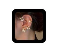 Enautoabs Sparkly Crystal Flower Ear Wrap Earring Gold Rhienstone No Piercing Wrap Earring Crystal Cuff Wrap Earring Cz Flower Crawler Wrap Earring Left Ear Cuff Earring Jewelry for Women