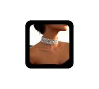 Enautoabs Sparkly Silver Wide Sequin Necklace Metal Sequins Choker Collar Necklaces Short Mesh Necklace Party Prom Necklaces Jewelry For Women(Silver Sequin)
