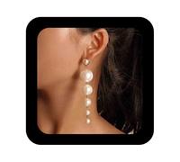 Enautoabs Vintage Long Pearl Earrings Large Pearl Tassel Dangle Earrings Statement Pearls Wedding Earring Jewelry for Women