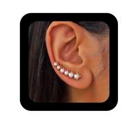 Enautoabs Vintage Pearl Ear Climber Earrings Gold Pearl Climber Crawler Earrings Cluster Pearl Bead Climber Earrings Imitation Pearl Ear Crawler Earrings Vine Wrap Stud Earrings Jewelry for Women