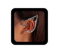 Enautoabs Vintage Silver Elf Ear Cuff Wrap Earring Elves Climber Wrap Earring Exaggerated Metal Ear Crawler Earrings Gothic Statement Cuffs Earrings Jewelry for Women(Silver Left)
