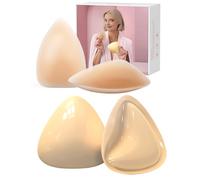 ENBAB Sticky Bra Push Up Inserts Set - Reusable Double Sided Adhesive Bra Pads with Triangle Nipple Covers, Beige, C