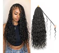 Enbeautiful Boho Crochet Braids Pure Protein Fiber Close to Human Hair 18 Inch Goddess Box Braids with Soft Curls Bohemian Crochet Braid Hair Extensions for Women (18Inch, 1b#)