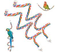 Enbebamd 2Pcs Bird Rope Perch, 24 Inch Colorful Rope Bird Perches for Cage with Suction Cup, Fun Parrot Toys for Climbing Grinding Birdcage Accessories Perch