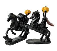 Enbebamd 2Pcs Headless Horseman Statue Halloween Horror Resin Headless Horseman Statue with Pumpkin Vintage Halloween Ornaments for Home Office DesktopHeadless