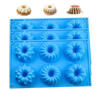 Enbebamd 3 PCS Silicone Baking Mold Food-Grade Silicone Cake Pan Non Stick Mini Cake Mold Reusable Mini Pans Multipurpose Pans for Baking Cupcake Chocolate BlueSilicone