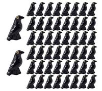 Enbebamd 50Pcs Black Crows, 0.6x1 Realstic Crow Mini Resin Figures, Mysterious Halloween Mini Resin Animals For Halloween Party Decor