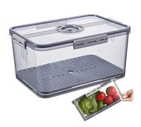 Enbebamd Bread Box with Lid, Time Recording Food-grade PET CLear Bread Container, 13x9x6 Stackable Sealed Food Keeper with Built-In Drainage Tray for Kitchen Refrigerator