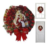 Enbebamd Christmas Wreaths for Front Door 9.8x8.7 Inch Flat Nativity Scene Christmas Door Sign Acrylic Xmas Hanger Christian for Winter Festive DecorChristmas Wreath