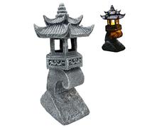 Enbebamd Japanese Pagoda Statues, Waterproof Resin Solar Pagoda Lantern, 4x6x13 inch Decorative Japanese Stone Lantern for Garden Yard Lawn Balcony Patio Porch Solar Statues for Yard And Garden