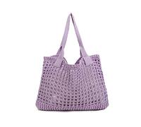 ENBEI Women's Beach Tote Bag, Crochet Knit Hollow Design, Stylish Tote for Beach,Travel and Everyday Use Aesthetic Handbag, Purple, L