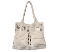 ENBEI Women's Beach Tote Bag, Crochet Knit Hollow Design, Stylish Tote for Beach,Travel and Everyday Use Aesthetic Handbag, White-a, L