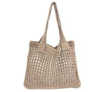 ENBEI Womens Large Beach Tote Bags Shoulder Handbags knit bag Tote bag aesthetic for Beach Crocheted tote cute Tote bags, Khaki, L