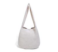 ENBEI Women's Shoulder Handbags Hand crocheted Bags large Shoulder Shopping Bag tote bag aesthetic canvas tote cute tote bags, White, L