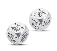 Enbloceclat 2 Pcs Date Decision Dice for Him Her - Stainless Steel Hexahedron - Food Movie Dice - Valentines Day Birthday Gifts for Couples