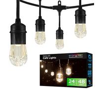 Enbrighten Café LED String Lights, 48-Foot, 24 Lifetime Bulbs, Premium, Weatherproof, Indoor/Outdoor, Shatterproof, Commercial Grade, Outdoor, UL Listed, 31664