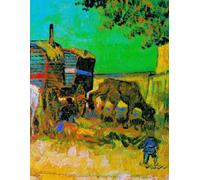 Encampment of Gypsies with Caravans - Vincent van Gogh - Large Notebook: 120 Lined Pages, College Ruled, 8.5"x 11" Journal Diary Notepad