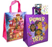 Encanto Tote Bag - Bundle with 2 Pc Encanto Tote Bags Medium/Large, Stickers, More | Disney Encanto Party Favors Bags, Encanto Grocery Bags, Multicolor, Encanto Tote Bag