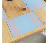 Encasa Homes Dining Placemats (Set of 6 pcs) made from Fine Ribbed Cotton - Perfect Size 46x32 cm, Smart Modern Colours & Designs, Use at Home, Cafes, Restaurants & Hotels - Ladder Blue (PM-001)