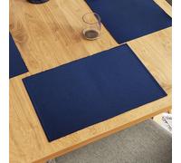 Encasa Homes Dining Placemats (Set of 6 pcs) made from Fine Ribbed Cotton - Perfect Size 48x33 cm, Smart Modern Colours & Designs, Use at Home, Cafes, Restaurants & Hotels - Solid Navy Blue (PM-001)