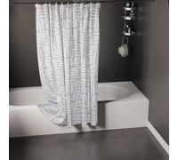 Encasa XO Bathroom Shower Curtains | Heavier Quality Waterproof Fabric | 180x180 cm | 10 free Hooks Included - Boho Maze Grey