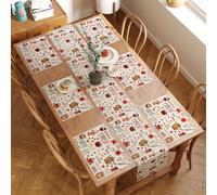 Encasa XO Boho Jacquard Set of 6 Placemats and 1 Table Runner 32x200 cm | Espresso Design | Vintage Style | Woven Bohemian Tapestry for Dining - Machine Washable