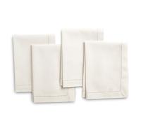Encasa XO Cloth Napkins, Hemstitched Serviettes 43x43 cm Natural | 100% Pure Cotton | Reusable & Washable | Highly Absorbent | Mitered Corners | Dining Table Linens