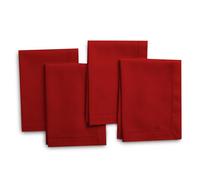 Encasa XO Cloth Napkins, Hemstitched Serviettes 43x43 cm Red | 100% Pure Cotton | Reusable & Washable | Highly Absorbent | Mitered Corners | Dining Table Linens